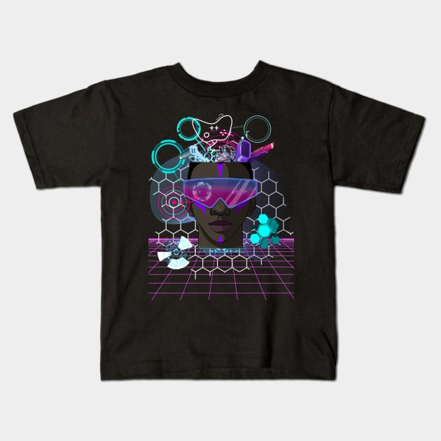 FUTURISTIC TOP GAMER DESIGN Kids T-Shirt by The C.O.B. Store